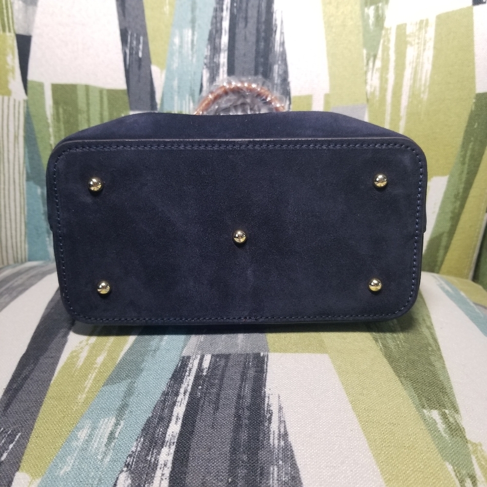 Dooney & Bourke Suede Mini Barlow Satchel In Navy Chic Purse - Picture 8 of 12